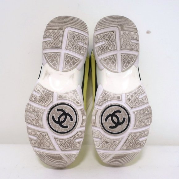 CHANEL CC LYCRA SNEAKERS NEON YELLOW SIZE 37 - Picture 12 of 12